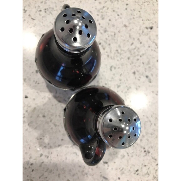 Cambridge Farber Amethyst Purple Chrome Salt Pepper Shaker Art Deco Era Elegant - Picture 5 of 6